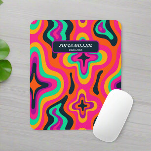 Modern Groovy Colourful Retro Abstract Boho Mouse Mat