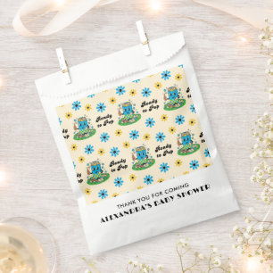 Modern Groovy Daisy Blue Yellow She's Ready to Pop Favour Bags