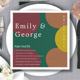 Modern Groovy Retro 70's Colourful Abstract Weddin Napkin