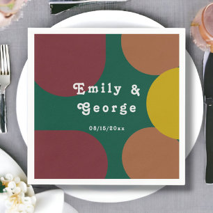 Modern Groovy Retro 70's Trendy Abstract Wedding Napkin