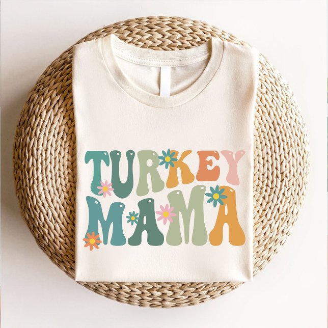 Modern Groovy Turkey Mama Thanksgiving T-Shirt (Modern Groovy Turkey Mama Thanksgiving T-Shirt)