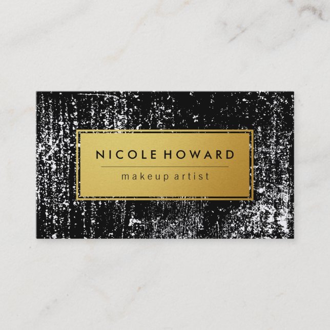 Modern Grunge and Stylish Faux Gold with Border Business Card (Front)