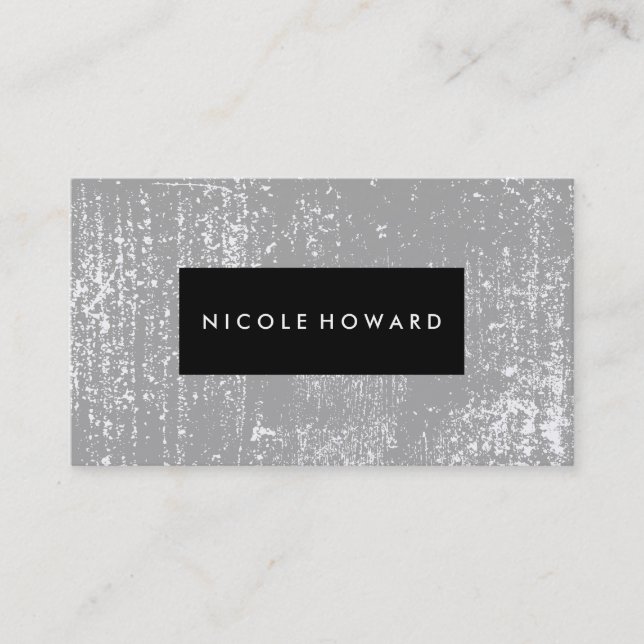 Modern Grunge Black Frame Grey Background Business Card (Front)