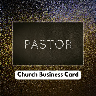 Modern Grunge Black Leather Church Business Card
