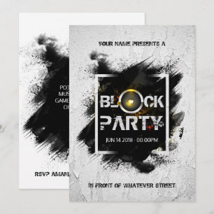 Modern Grunge Block Party Invitation