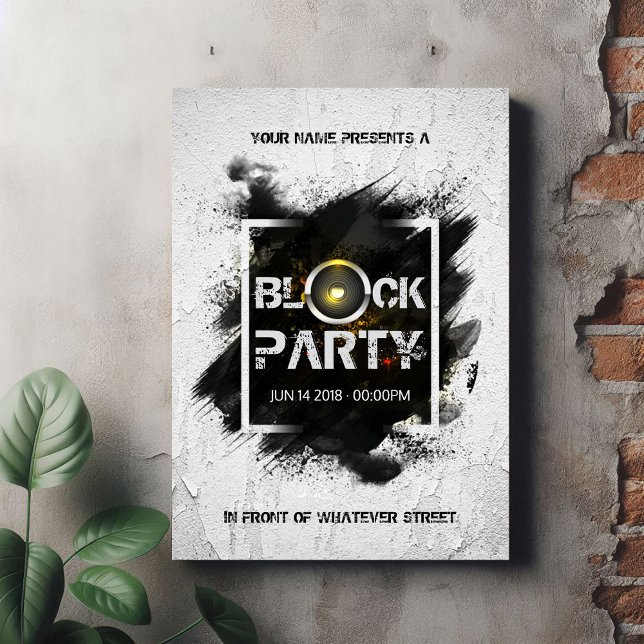 Modern Grunge Block Party Invitation (Modern Grunge Block Party Invitation)