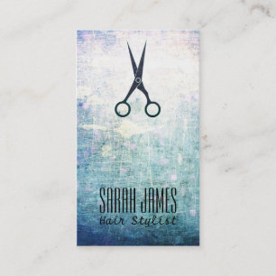 modern grunge blue hairstylist hair stylist business card