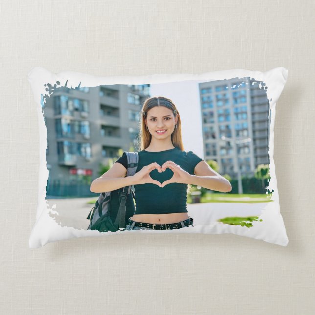 Modern Grunge Border Photo Decorative Cushion (Front)