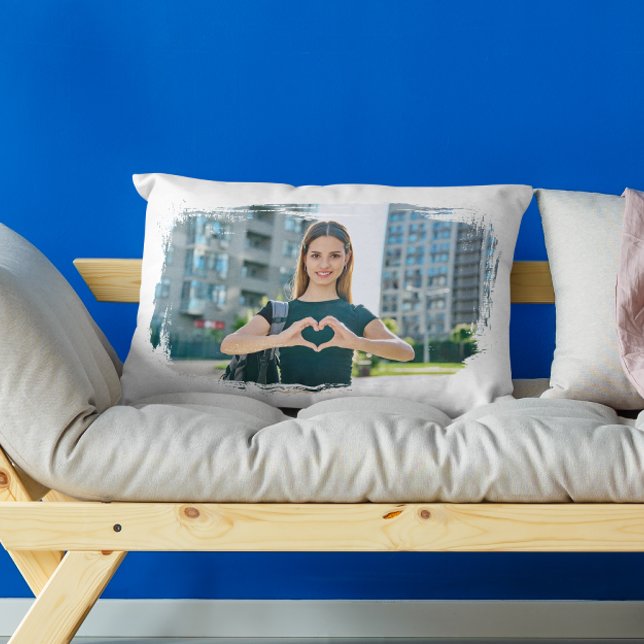 Modern Grunge Border Photo Lumbar Cushion (Modern Grunge Border Photo Lumbar Pillow)