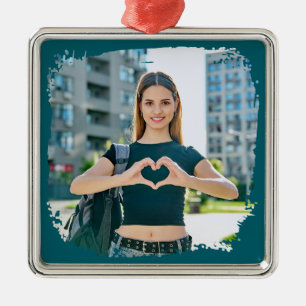 Modern Grunge Border Photo Metal Tree Decoration