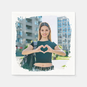 Modern Grunge Border Photo Napkin