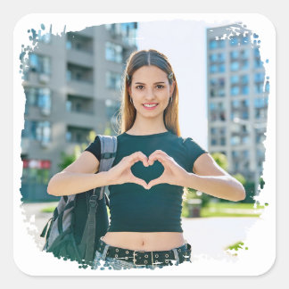 Modern Grunge Border Photo Square Sticker