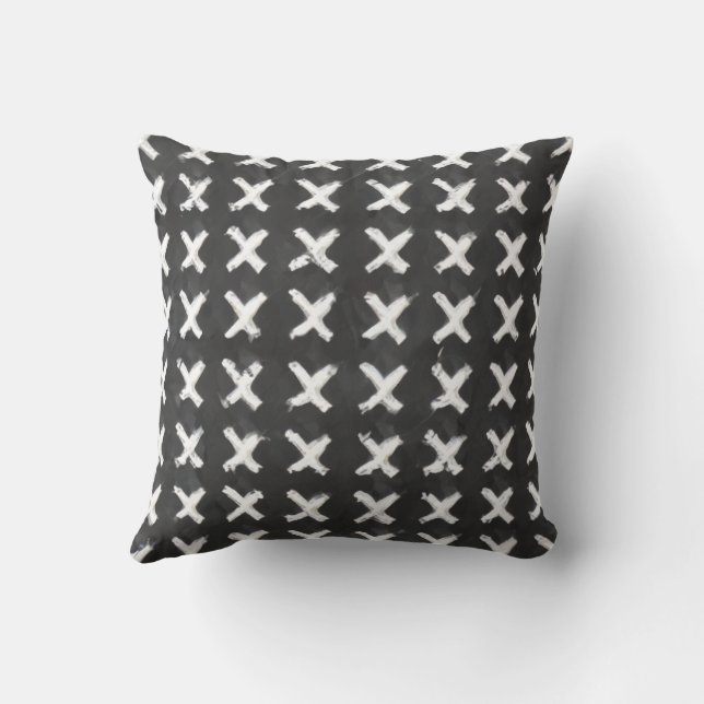 Modern Grunge Chalkboard cross marks pattern Cushion (Back)