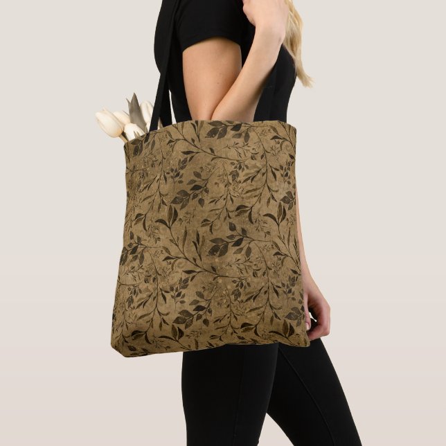 Modern Grunge Leaf Pattern - Tote Bag (Close Up)