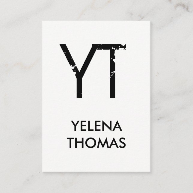 Modern Grunge Monogram Business Card (Front)