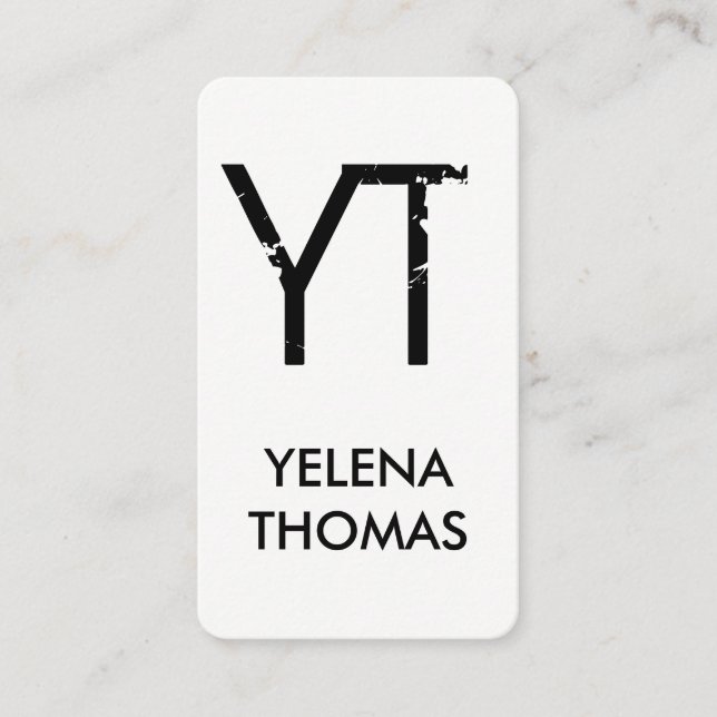Modern Grunge Monogram Business Card (Front)