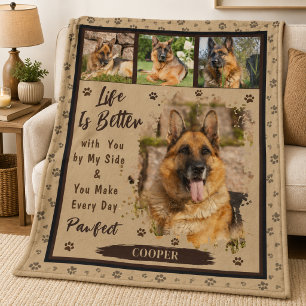 Modern Grunge Photo Collage Paws Pet Lover Gift Fleece Blanket