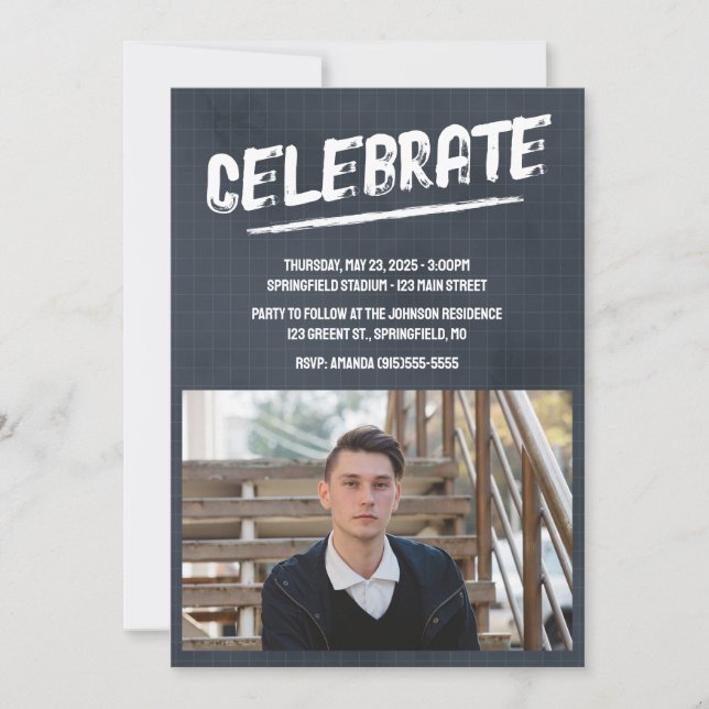 Modern Grunge Photo Invitation (Front)