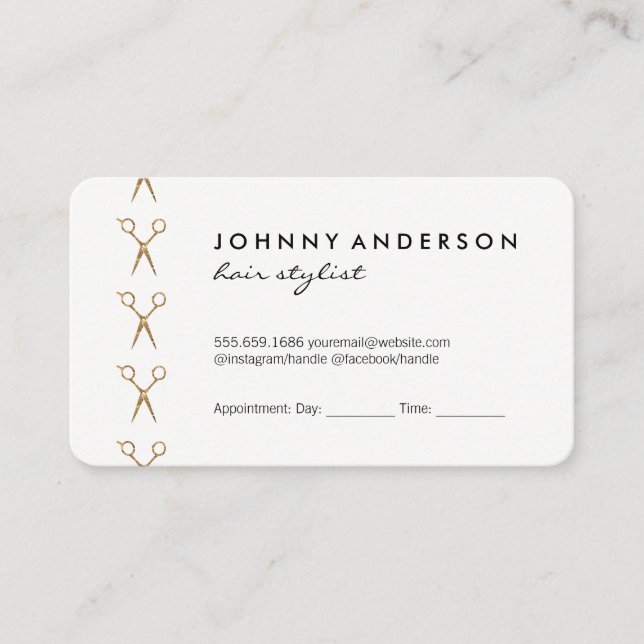 Modern Grunge Scissors Appointment Card (Front)