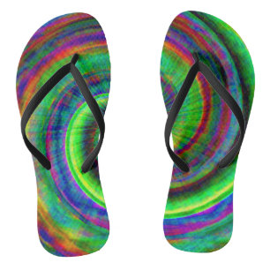 Modern Grunge Spiral Rainbow Tie Dye Flip Flops