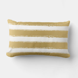 Modern Grungy Gold Stripes White Background Lumbar Cushion