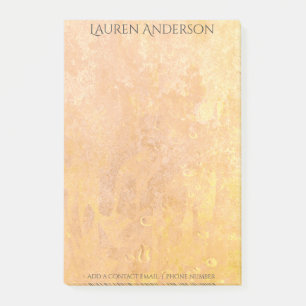 Modern Grungy Peach Gold Texture Personalised Post-it Notes