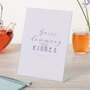 Modern Guess How Many Kisses Bridal Shower Game Pedestal Sign