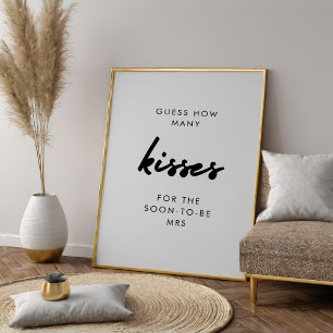 Modern Guess How Many Kisses Bridal Shower Game Poster