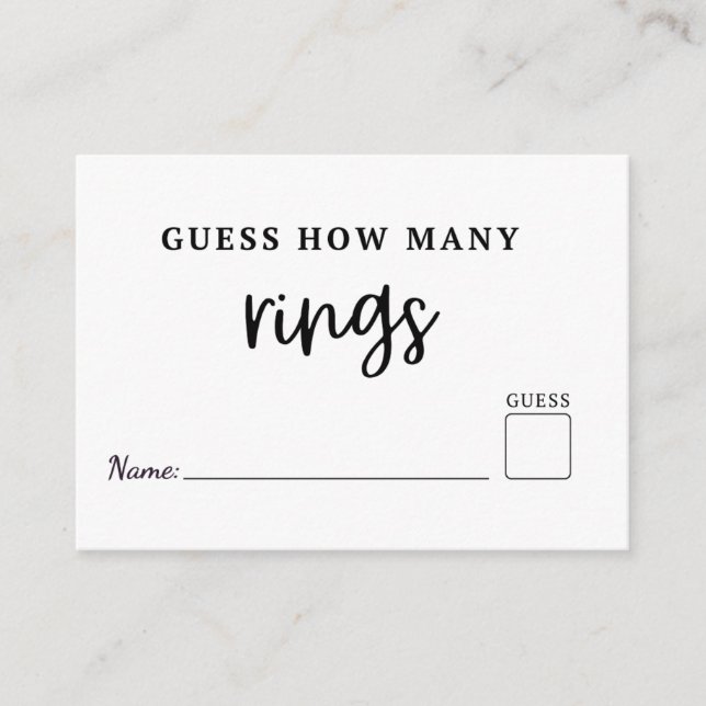 Modern Guess How Many RIng are in jar game card (Front)