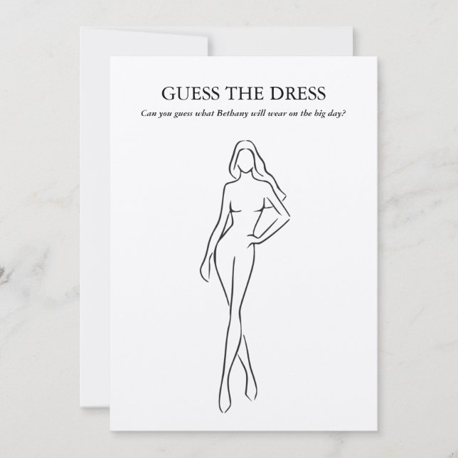 Modern Guess The Dress Bridal Shower Game (Front)