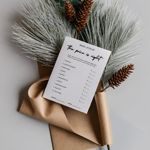 Modern Guess the Right Price Bridal Shower Game Invitation