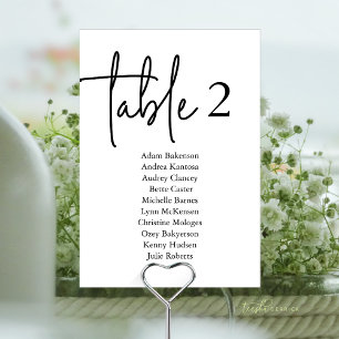 Modern Guest Seating Chart Table N, Wedding Dinner Table Number