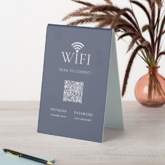 Modern Guest WiFi Password QR Code Muted Blue