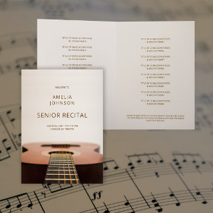 Modern Guitar Music Senior Recital Program List Card