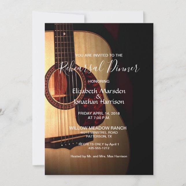 Modern Guitar Musical Event Rehearsal Dinner Invitation (Front)