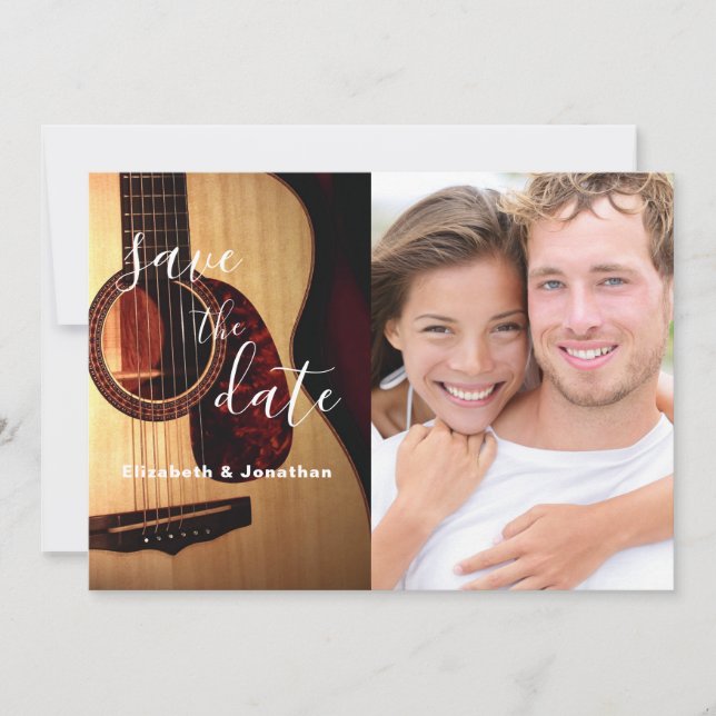 Modern Guitar Musical Save The Date Photo (Front)