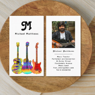Modern Guitar Teacher Custom Photo Business Card