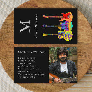 Modern Guitar Teacher Custom Photo Business Card