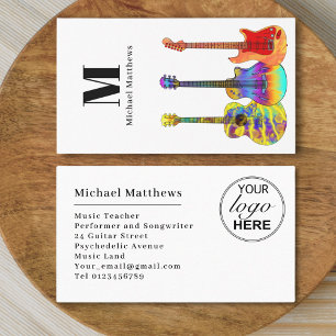 Modern Guitar Teacher Professional Musician Logo  Business Card