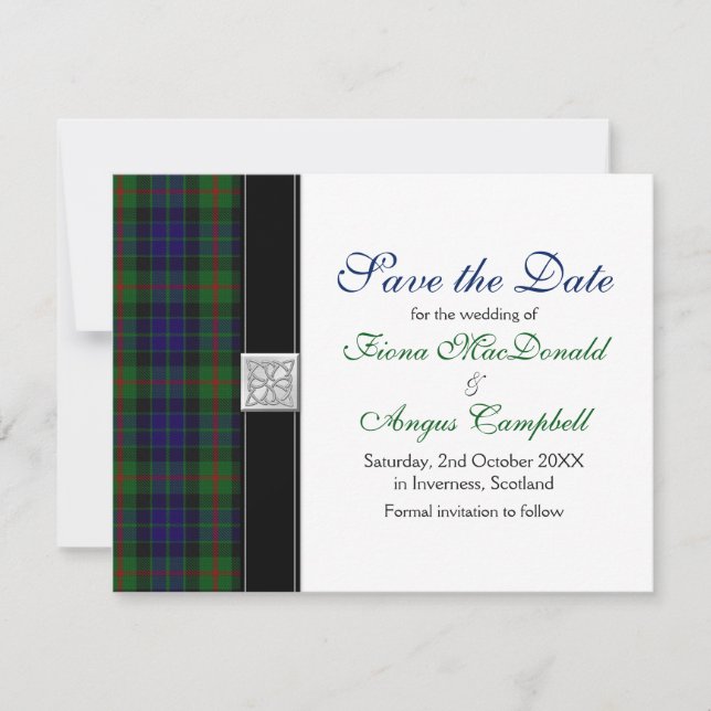 Modern Gunn Tartan Wedding Save the Date (Front)