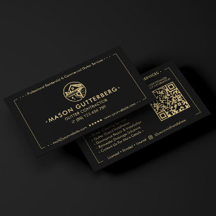 Modern Gutter Specialist Gutter Contractor Black Business Card