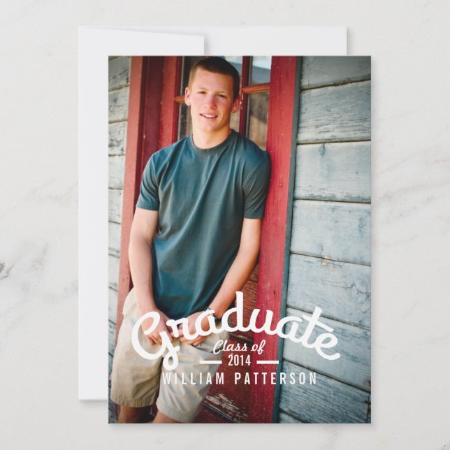 Modern Guy Photo Graduation Party Invitation (Front)