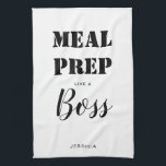 Modern Gym Healthy Cooking Meal Prep Like A Boss Tea Towel<br><div class="desc">Modern Gym Healthy Cooking Meal Prep Like A Boss kitchen towel in black and white with modern typography and your name of choice (or delete the sample name and leave space blank).</div>