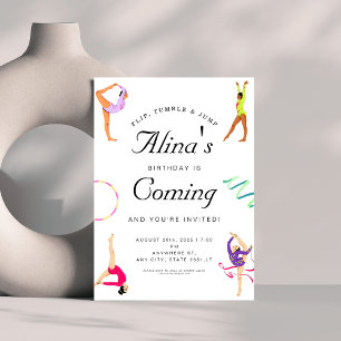 Modern Gymnastics Birthday Party Invitation