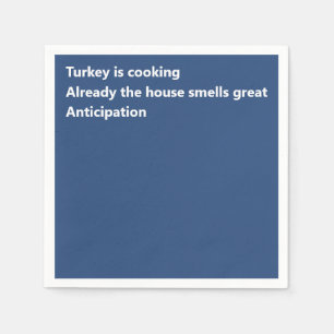 Modern Haiku Poem Minimal Blue Thanksgiving Napkin