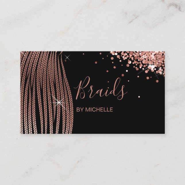 Modern Hair Braider, hair Salon for Braids Busines Business Card (Front)