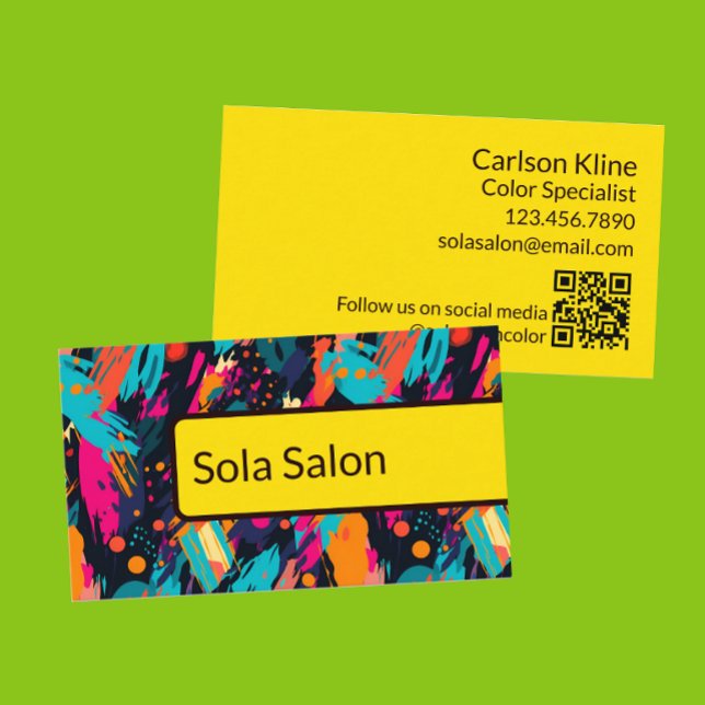 Modern Hair Colour Specialist QR Code Business Car Business Card (Creator Uploaded)