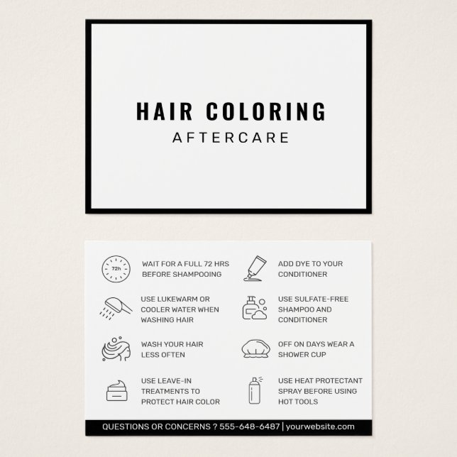Modern Hair Colouring Aftercare Business Card (Front & Back)