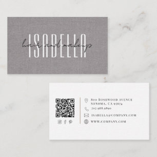 Modern Hair Makeup Artist Faux Linen Script Business Card