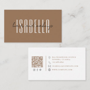 Modern Hair Makeup Artist Monogram Dark Terracotta Business Card